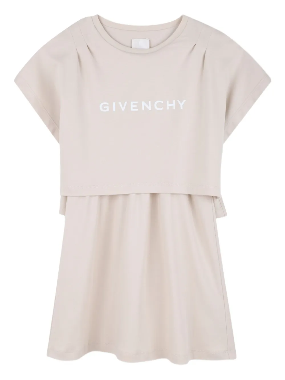 Givenchy Kids Gelaagde jurk met logoprint Beige