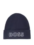 BOSS Kidswear logo-print beanie hat - Blue