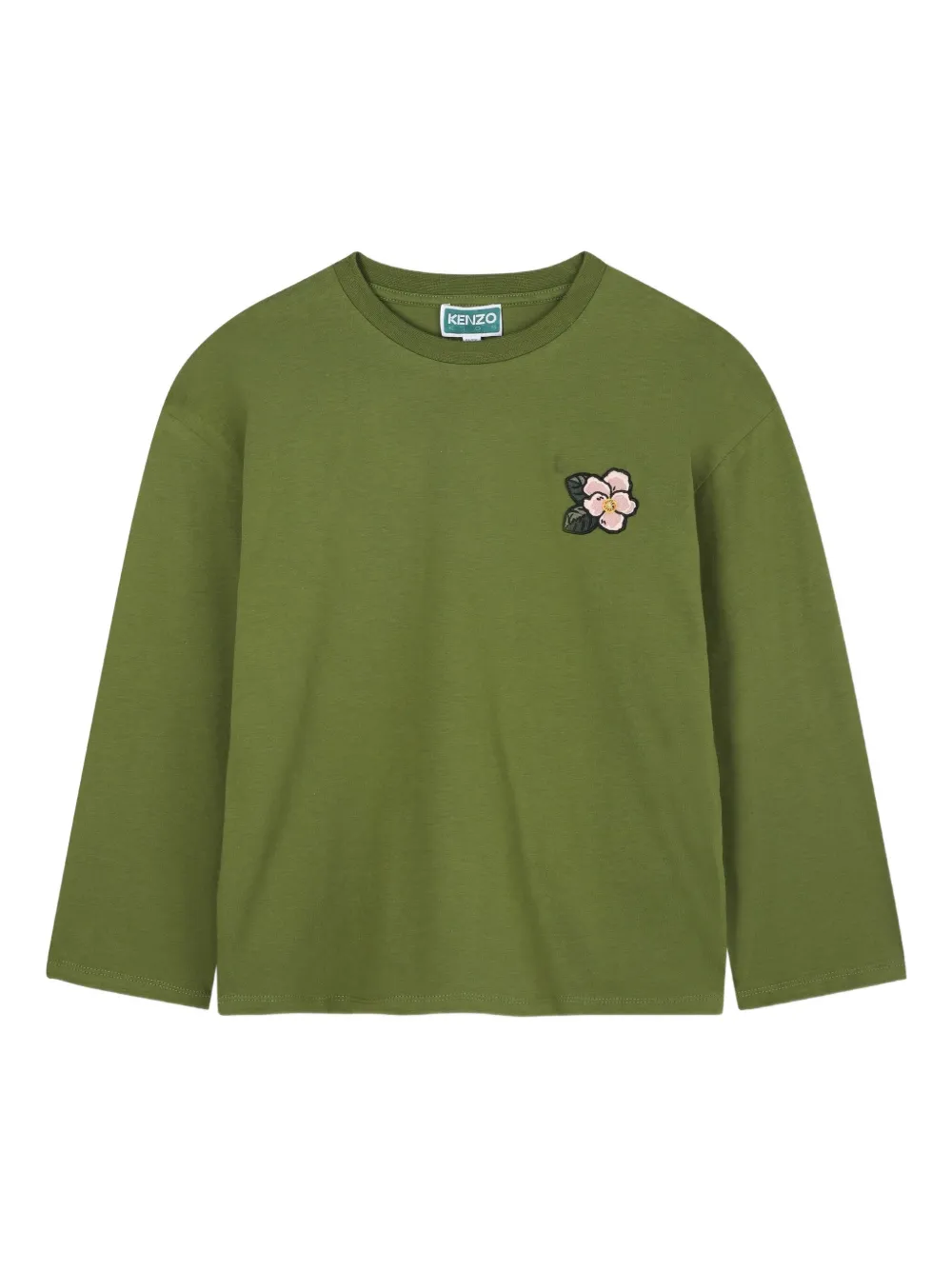 Kenzo Kids floral-embroidered long-sleeve T-shirt | Green | Image 1