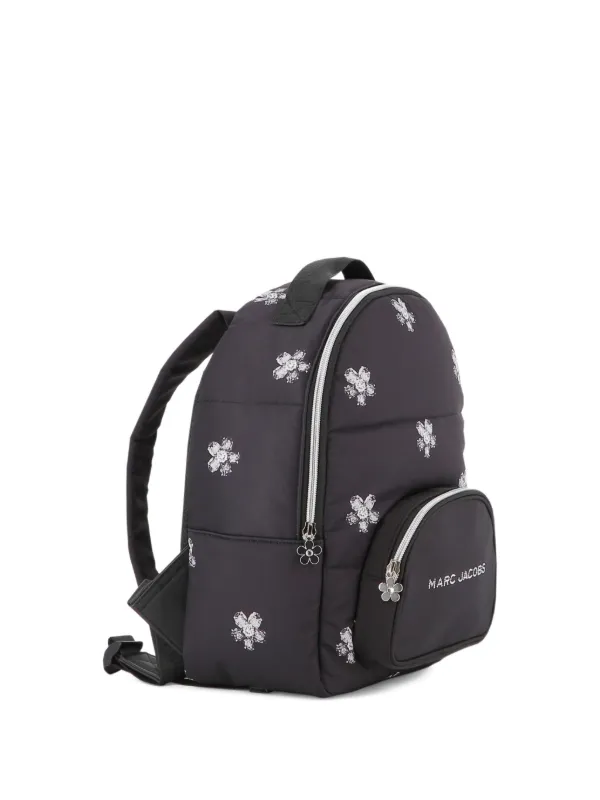 black and white floral mini backpack Marc Jacobs Kids floral-print Padded Backpack | Black