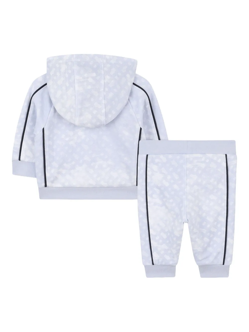 BOSS Kidswear Trainingspak met capuchon en monogram-print Blauw