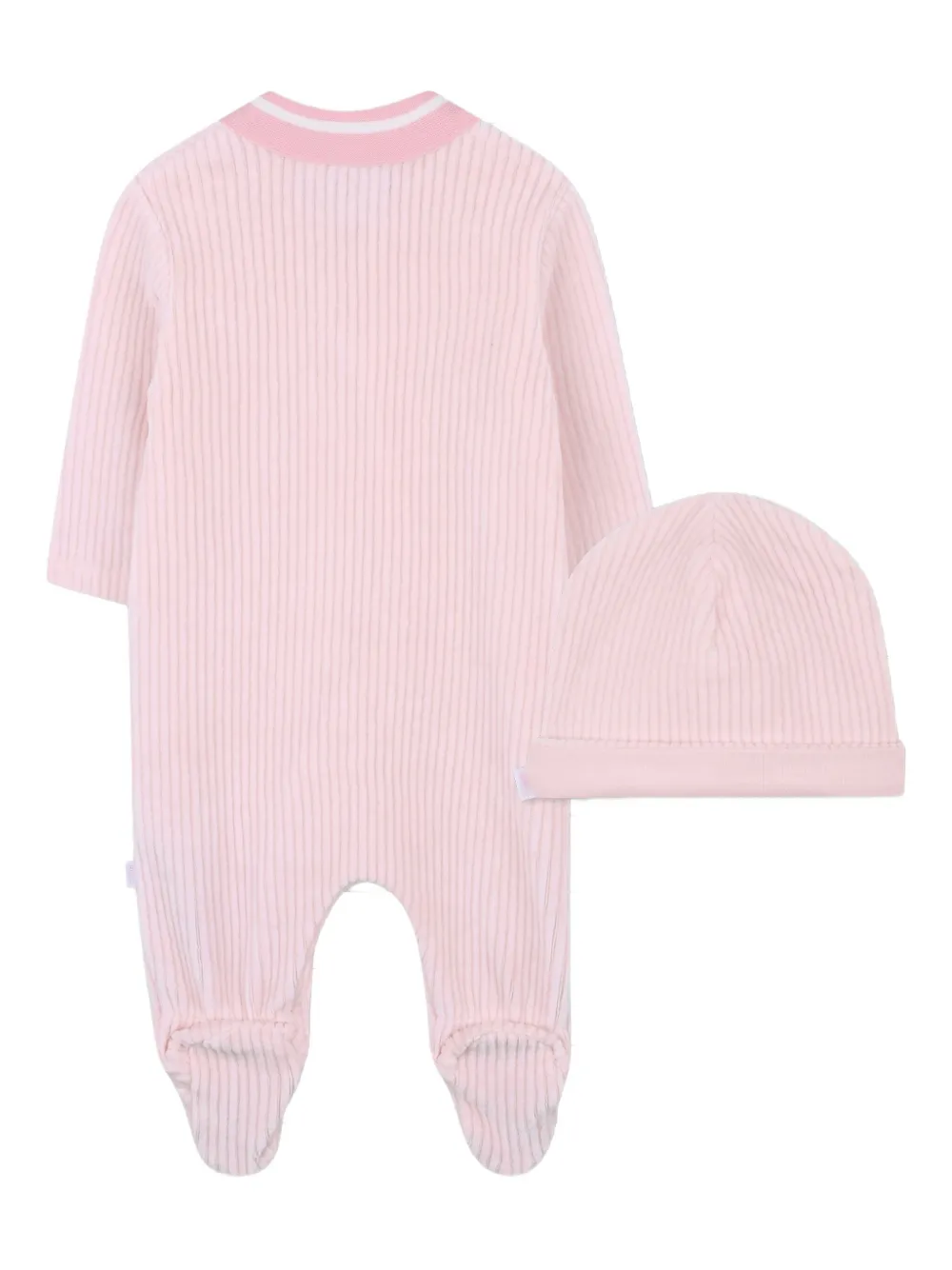 BOSS Kidswear Geribbelde romperset met gewikkelde voorkant Roze