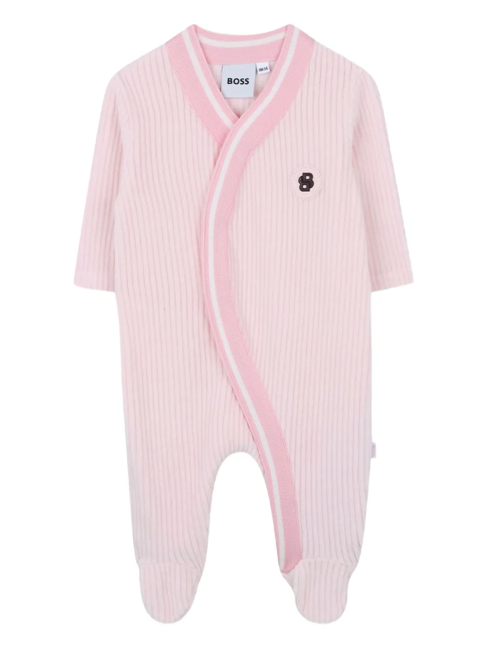 BOSS Kidswear Geribbelde romperset met gewikkelde voorkant Roze