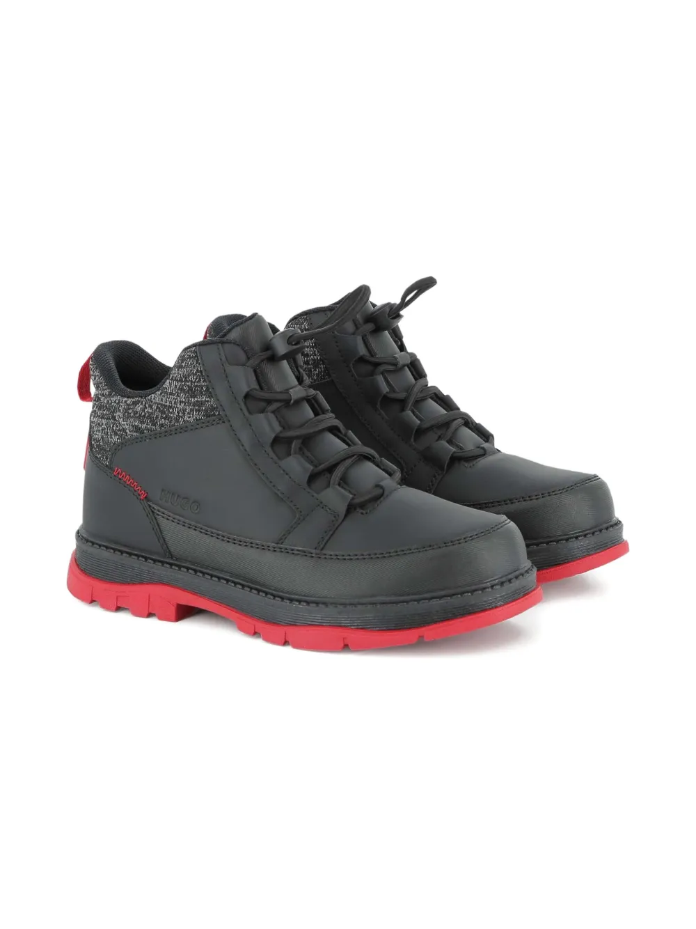 HUGO KIDS leather boots Black