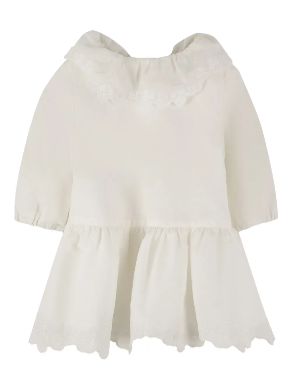 Chloé Kids Jurk met ruchekraag Beige