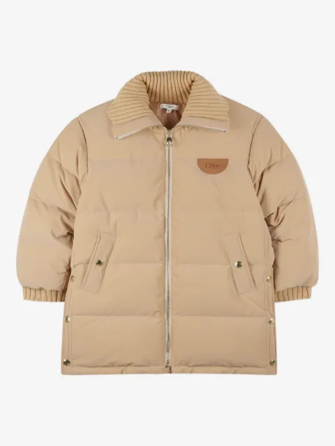 Chloé Kids ribbed-collar puffer coat