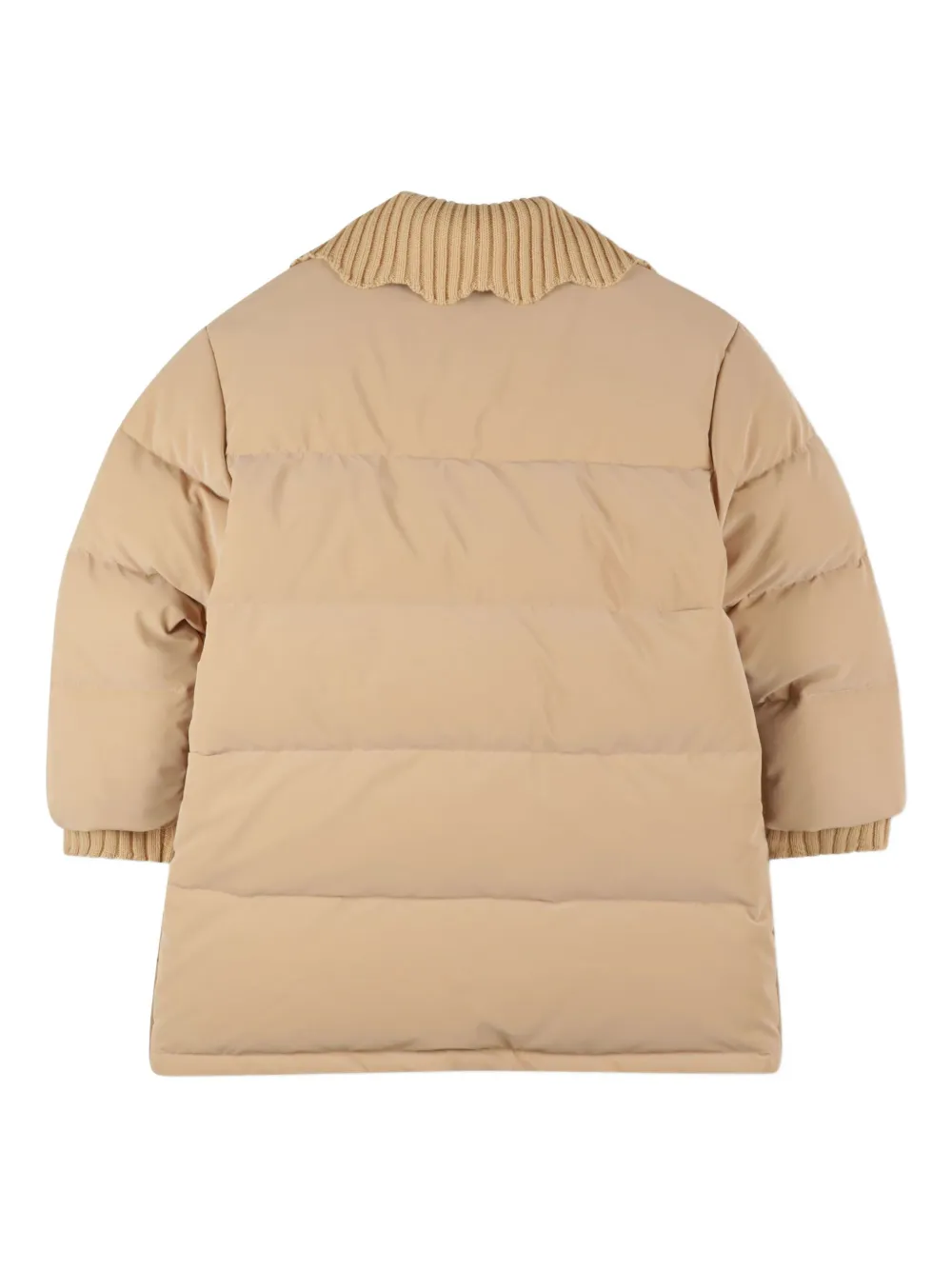 Chloé Kids Gewatteerde jas met geribbelde kraag Beige