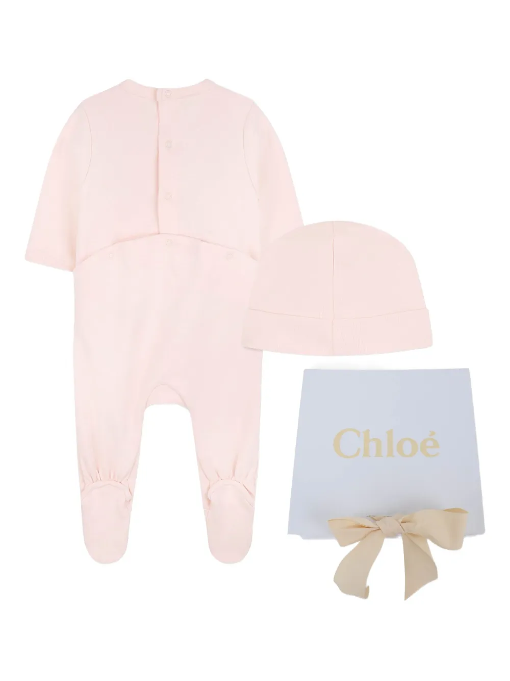 Chloé Kids Geribbeld katoenen romperset Roze
