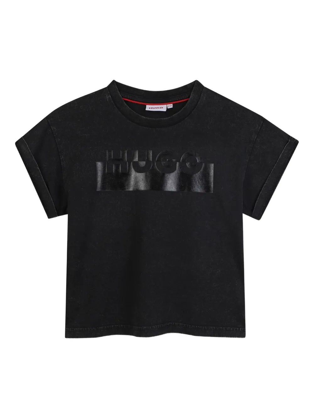 HUGO KIDS distressed logo-print T-shirt | Black | Image 1