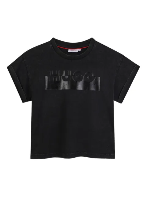 HUGO KIDS distressed logo-print T-shirt