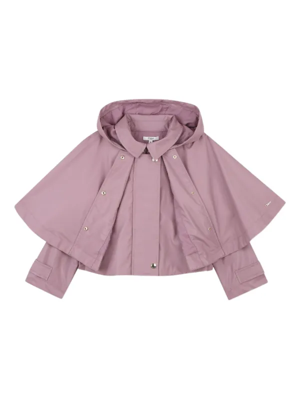 Chloé Kids Hooded Cropped Jacket | Purple | FARFETCH