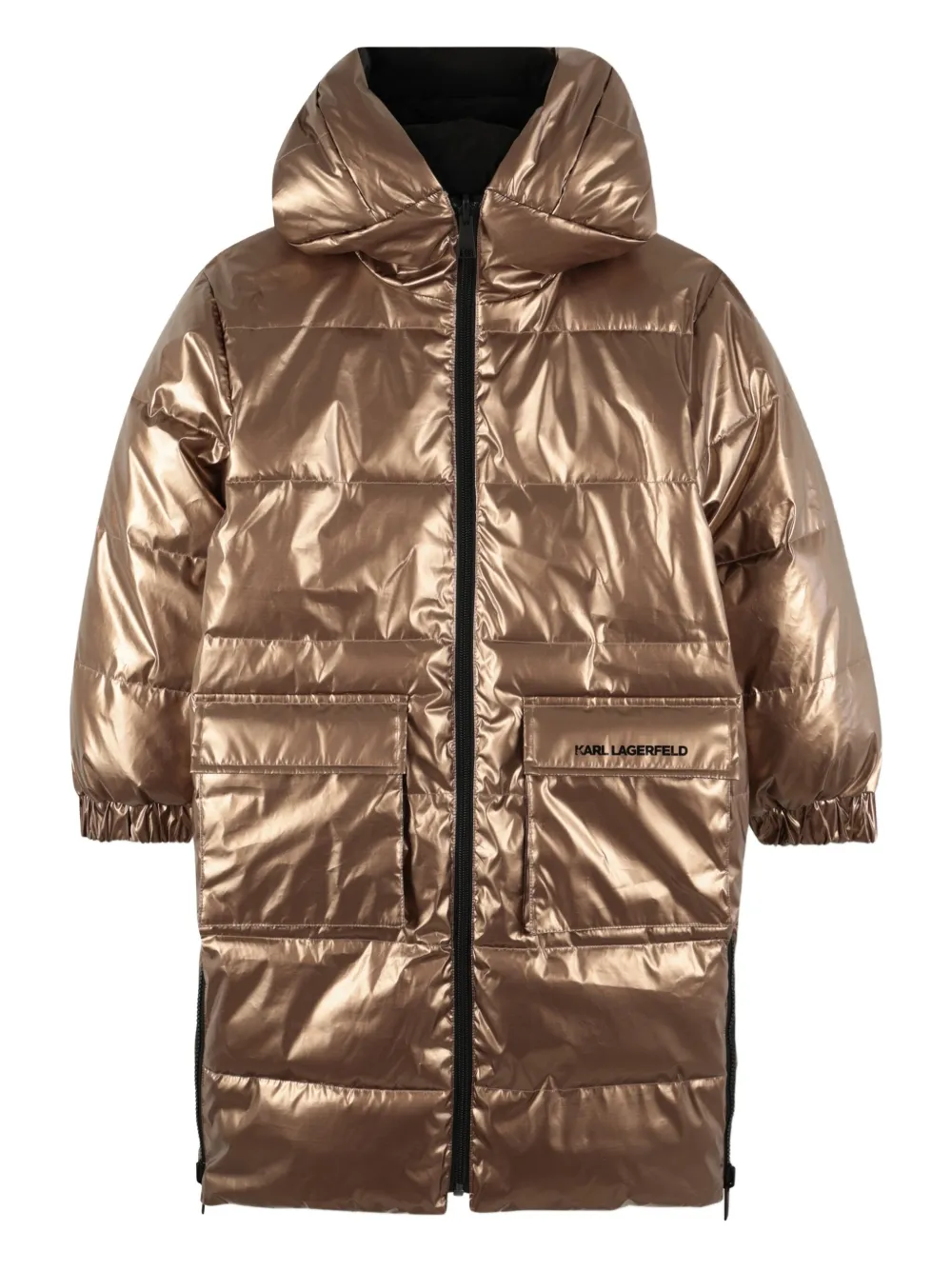 Karl Lagerfeld Reversible Padded Coat In Black