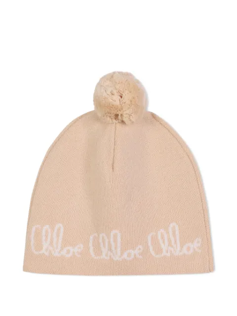 Chloé Kids pompom-detail knitted beanie