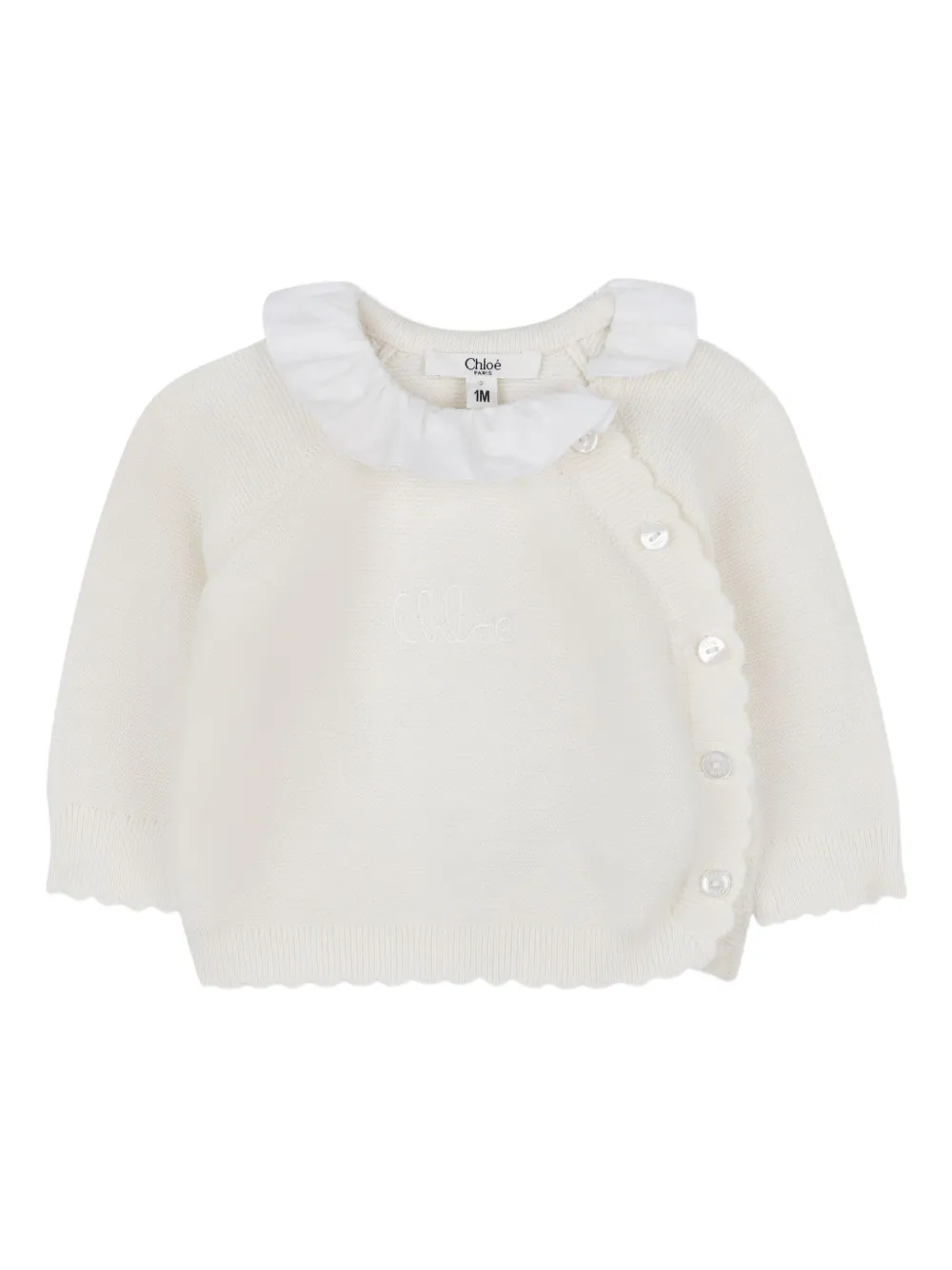 Chloé Kids Sweater met ruchekraag Beige