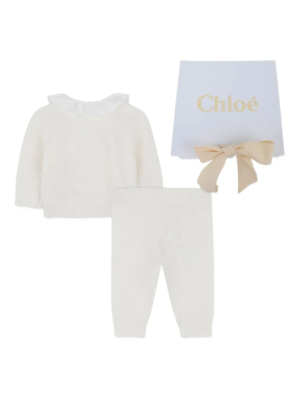 Chloé Kids Sweater met ruchekraag Beige