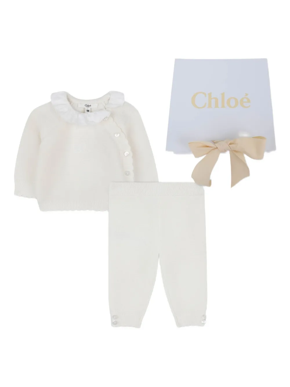 Chloé Kids Sweater met ruchekraag Beige
