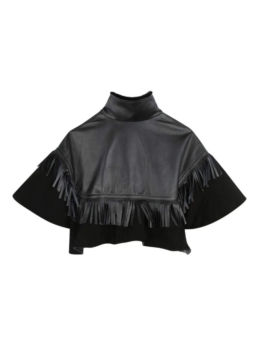 Chloé Kids Leren cape met franje Zwart