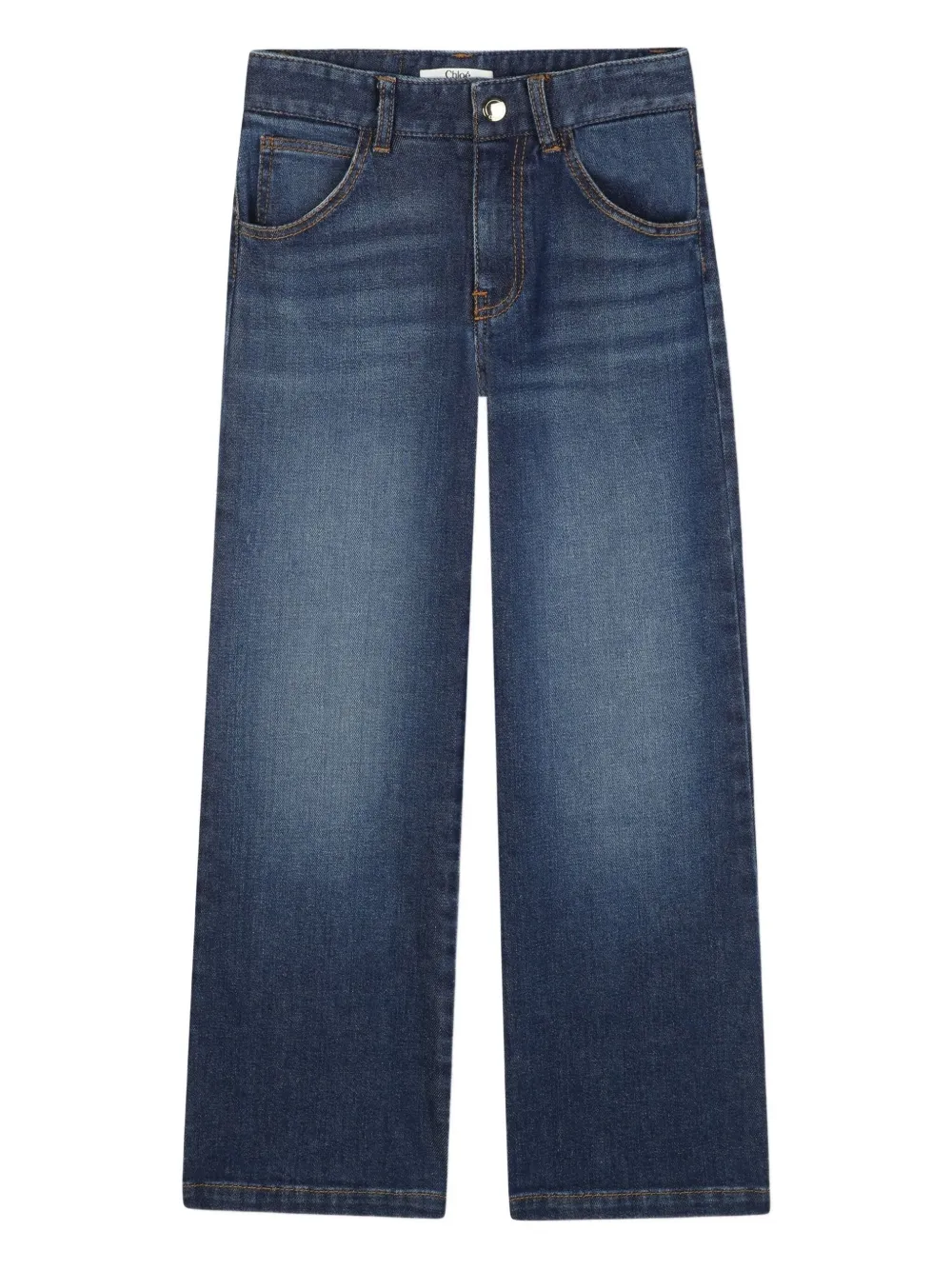 Chloé Kids Jeans met whiskering-effect Blauw