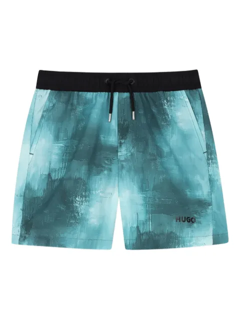 HUGO KIDS painterly-print swim shorts