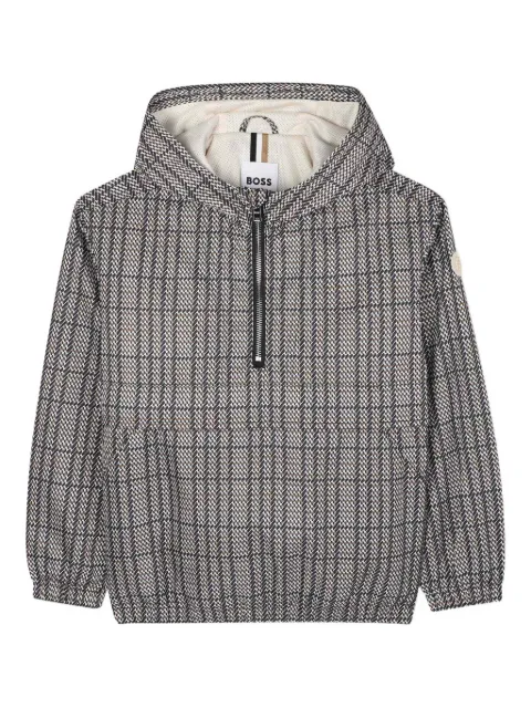 BOSS Kidswear check-print hooded jacket