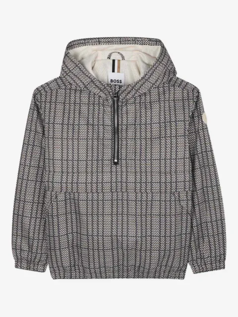 BOSS Kidswear check-print hooded jacket