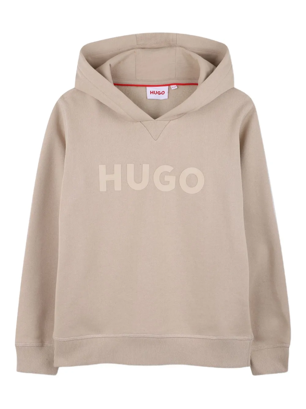 HUGO KIDS logo-print hoodie Beige