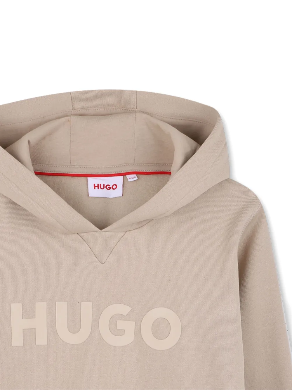 HUGO KIDS logo-print hoodie Beige