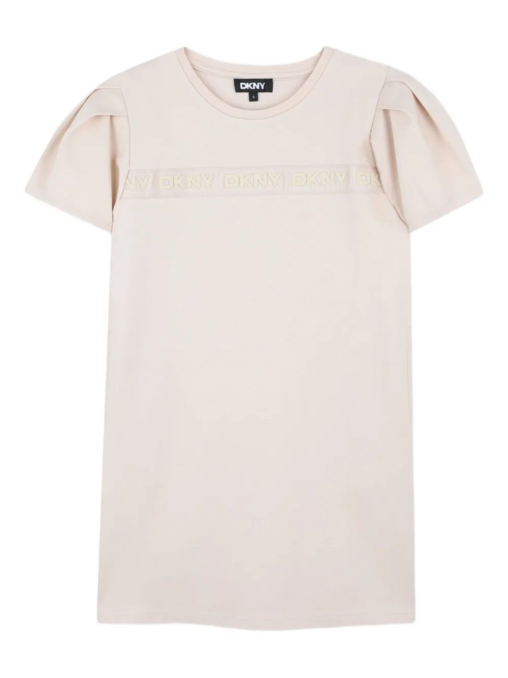Dkny Kids Jurk met pofmouwen en logo Beige