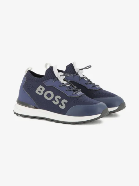 BOSS Kidswear logo-lettering knitted sneakers