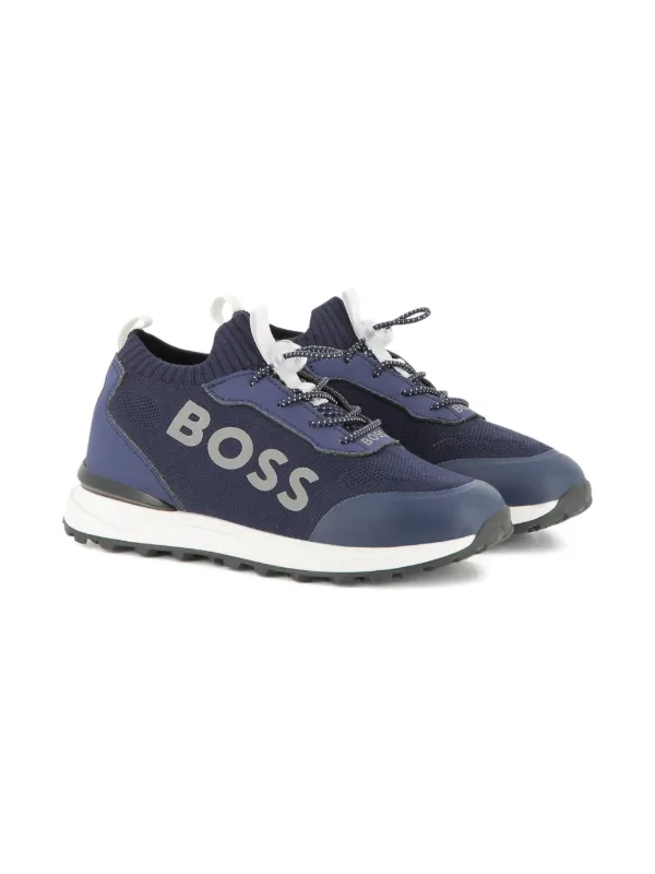BOSS Kidswear ロゴ ニットスニーカー | ブルー | FARFETCH JP