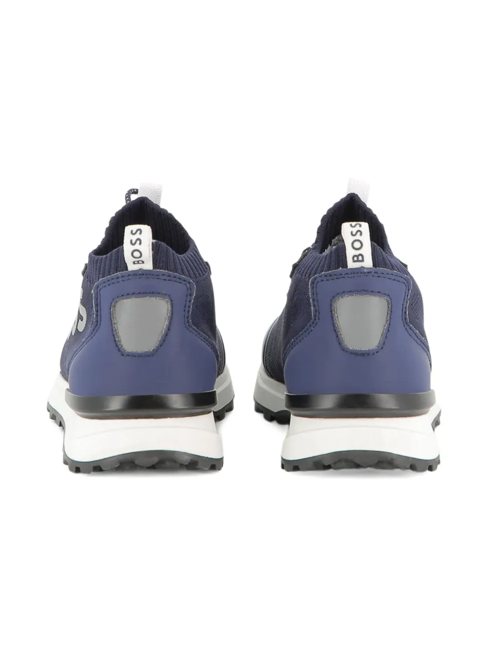 BOSS Kidswear logo-lettering knitted sneakers Blue