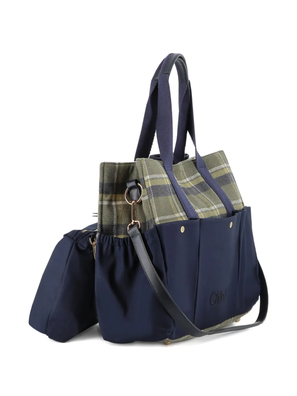 Chloé Kids Geruite canvas luiertas Blauw