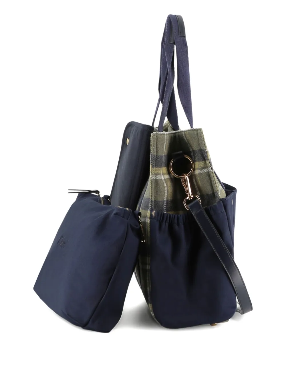 Chloé Kids Geruite canvas luiertas Blauw