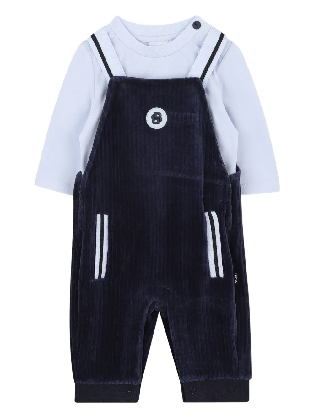 BOSS Kidswear Ribfluwelen tuinbroek Blauw