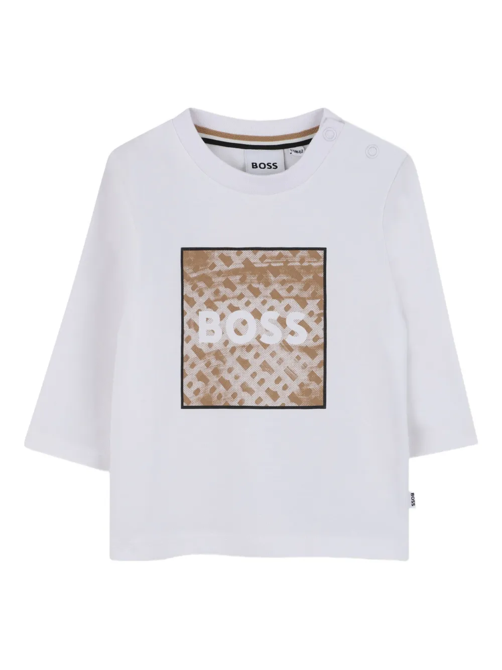 BOSS Kidswear T-shirt met logo en lange mouwen Wit
