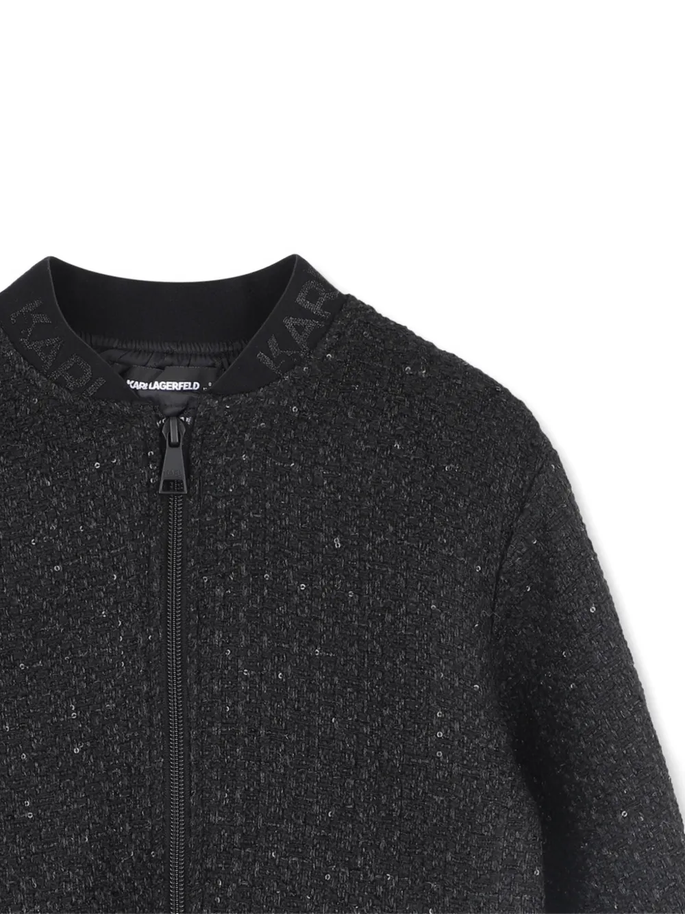 Karl Lagerfeld Kids Bomberjack met textuur en rits Zwart