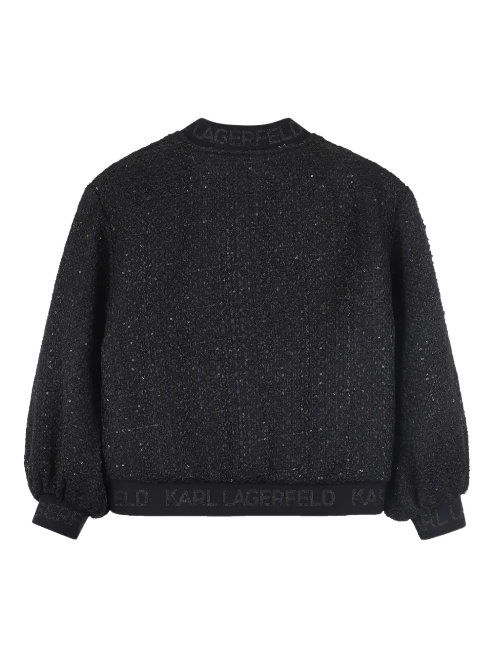 Karl Lagerfeld Kids Bomberjack met textuur en rits Zwart