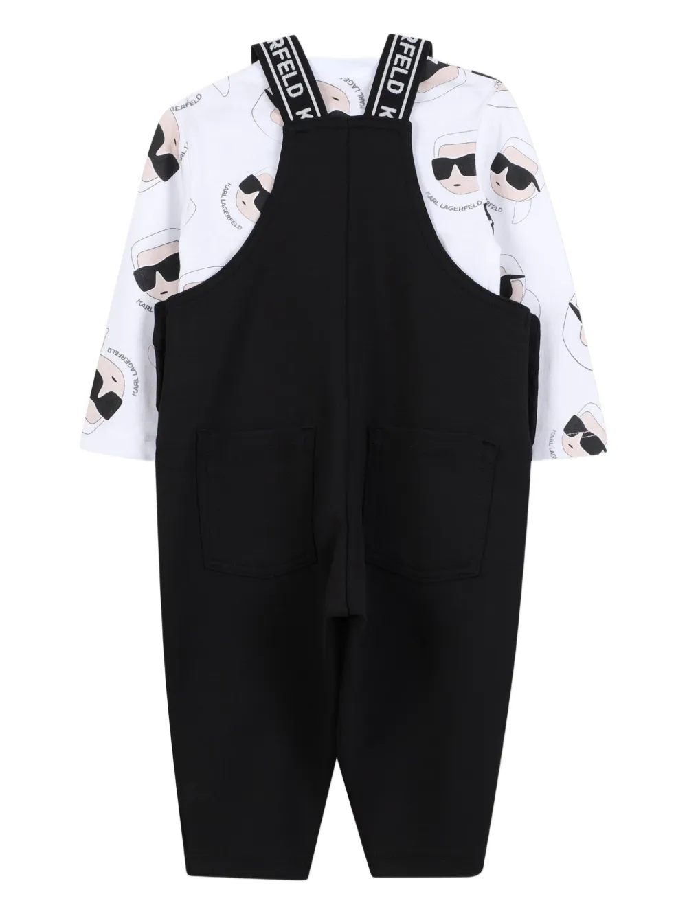 Karl Lagerfeld Kids Tuinbroek met Ikon-print Zwart