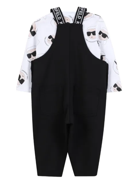 Karl Lagerfeld Kids Ikon-print dungarees set