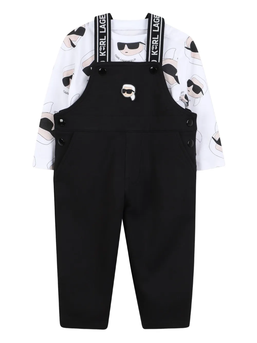 Karl Lagerfeld Kids Tuinbroek met Ikon-print Zwart