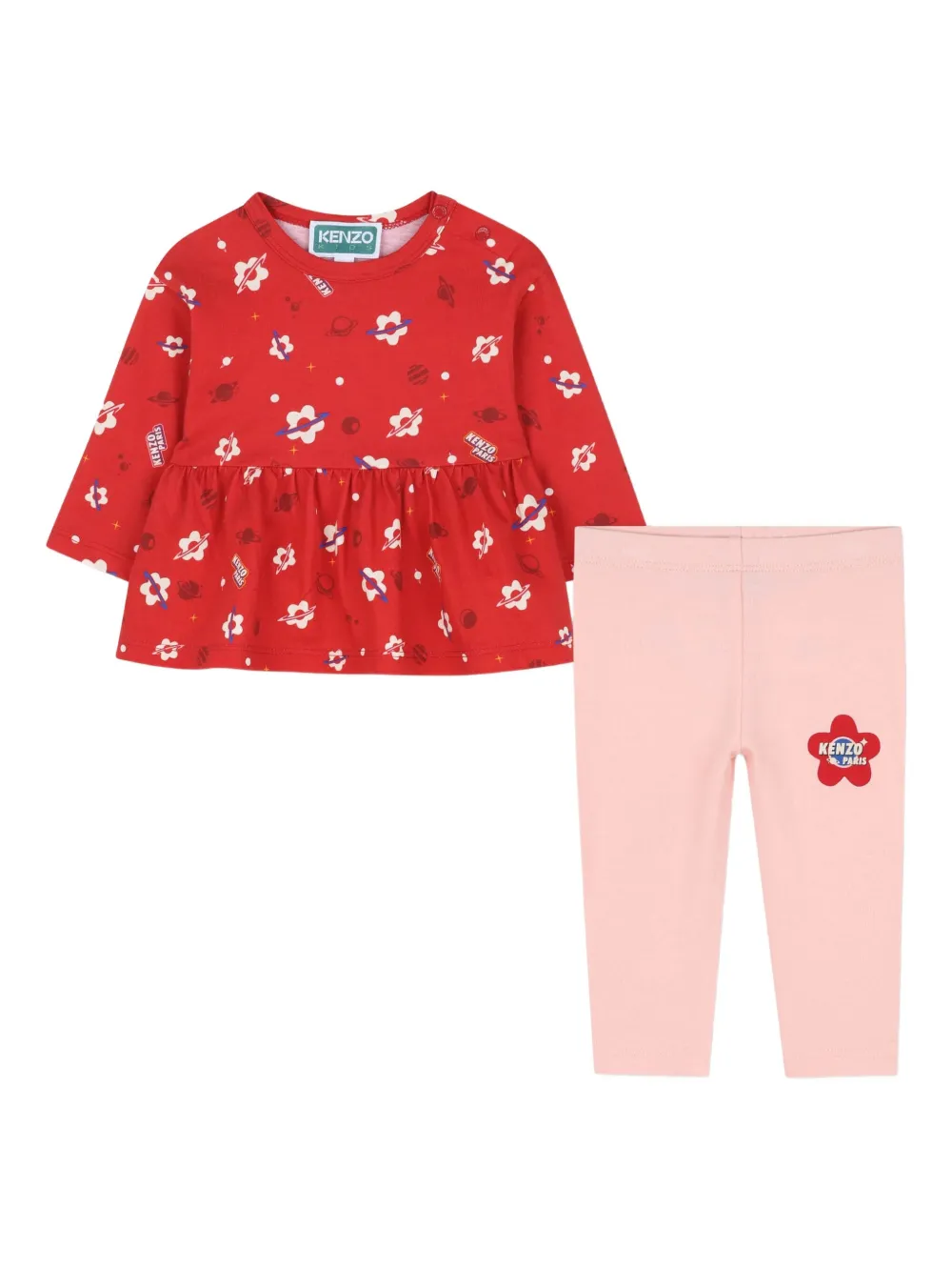 Kenzo Kids Set top e leggings a fiori - Rosso