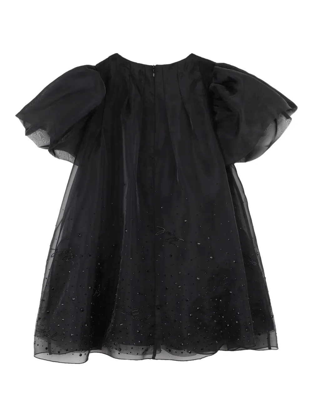 Karl Lagerfeld Kids Verfraaide jurk met pofmouwen Zwart