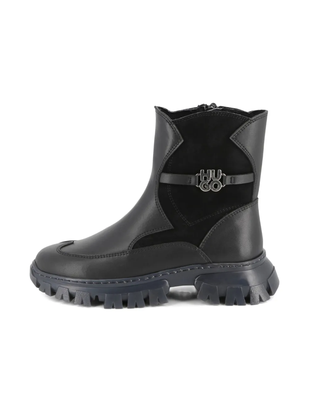 HUGO KIDS Enkellaarzen met logoplakkaat Zwart