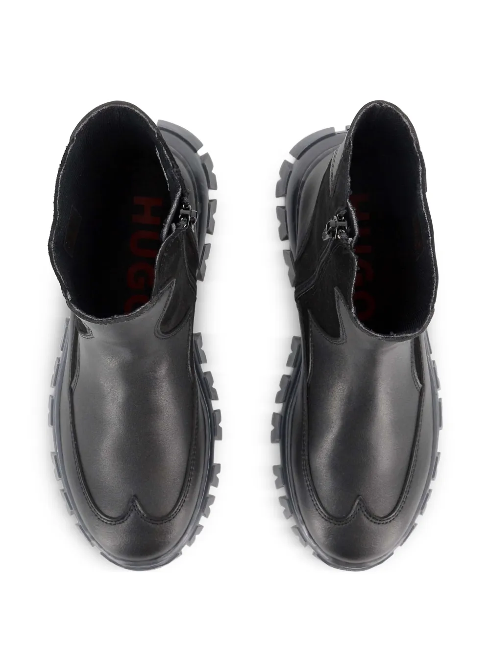 HUGO KIDS Enkellaarzen met logoplakkaat Zwart