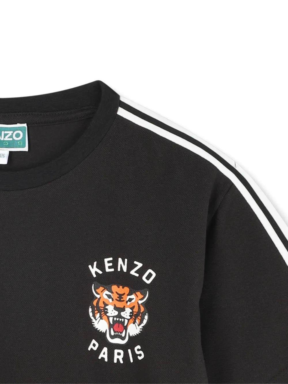 Kenzo Kids Gestreept T-shirt met tijgerprint Zwart