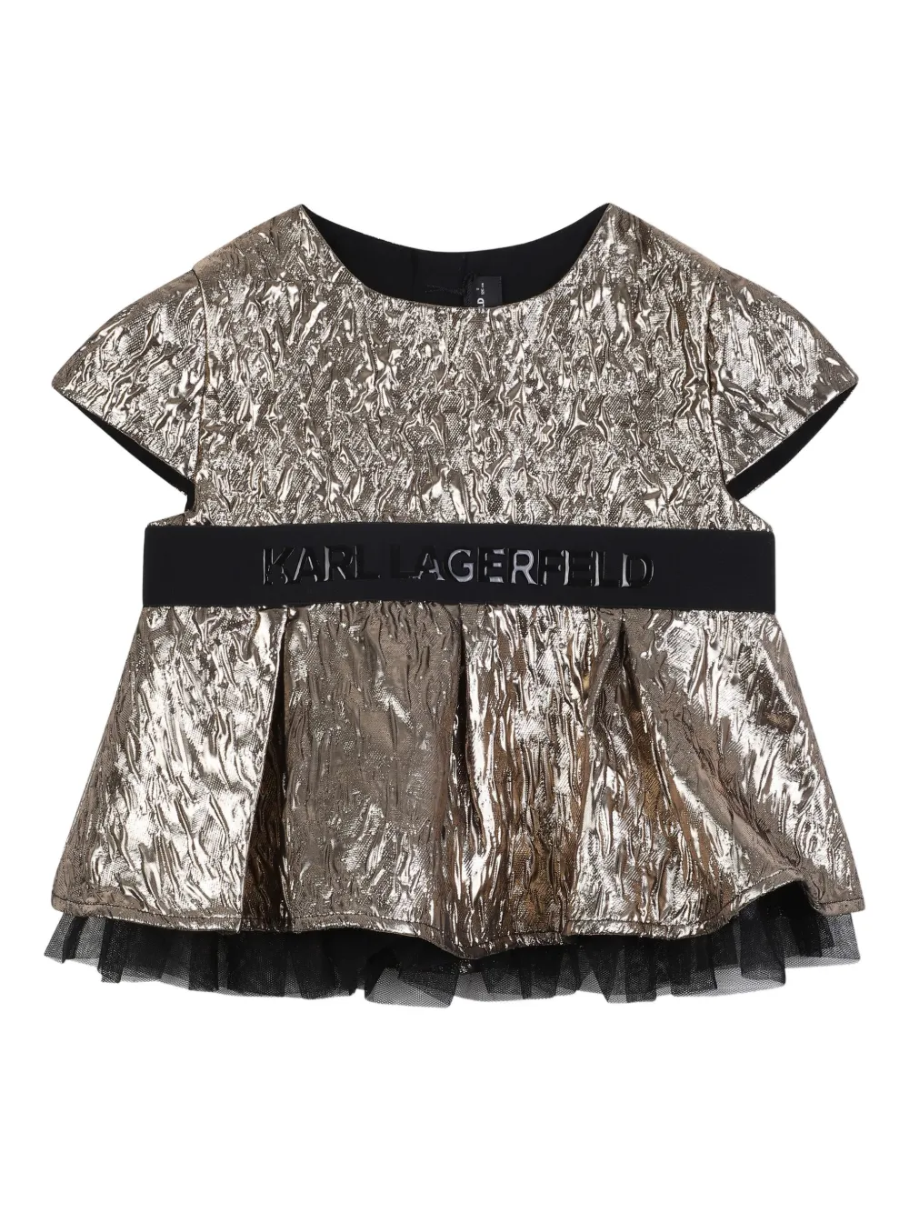 Karl Lagerfeld Kids Metallic geplooide top Goud