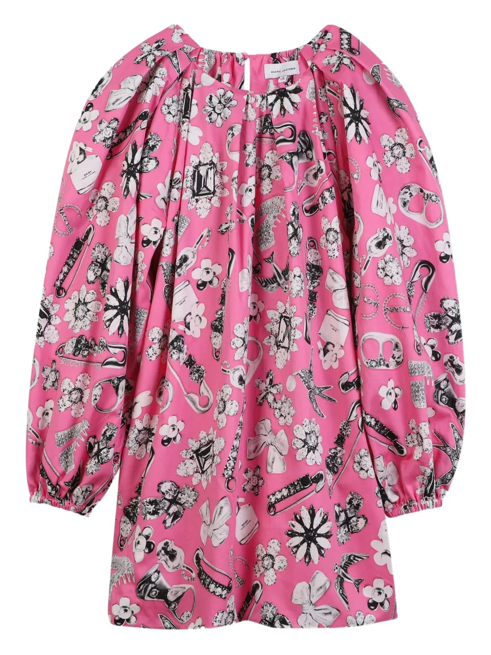 Marc Jacobs Kids Jurk met pofmouwen en grafische print Roze