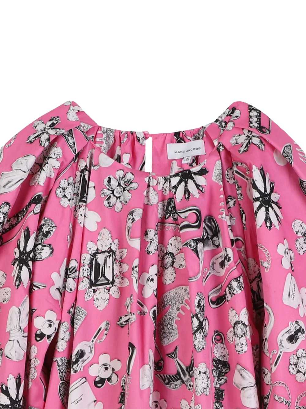 Marc Jacobs Kids Jurk met pofmouwen en grafische print Roze