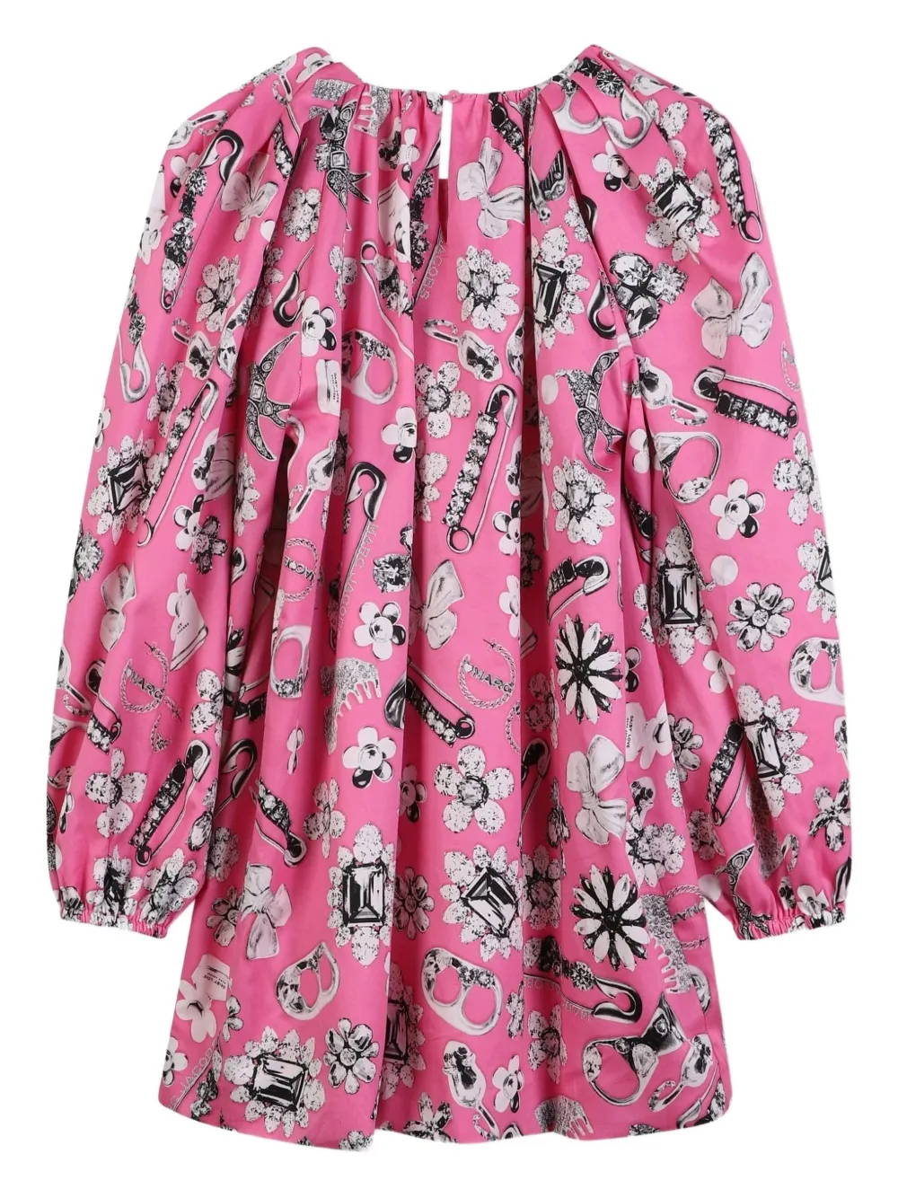Marc Jacobs Kids Jurk met pofmouwen en grafische print Roze