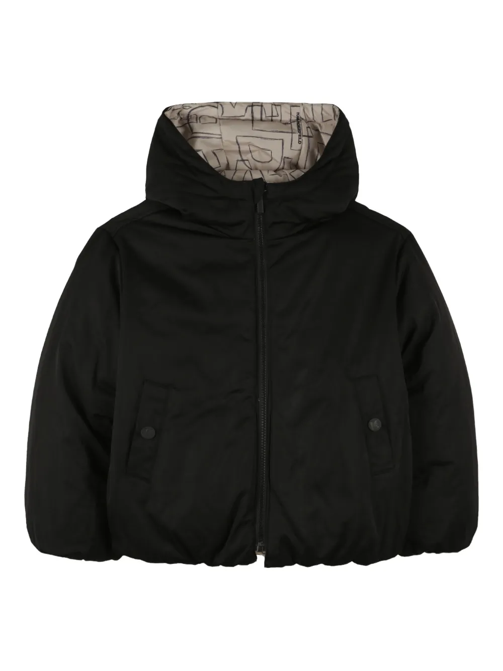 Karl Lagerfeld Kids Gewatteerd donsjack met logo Beige